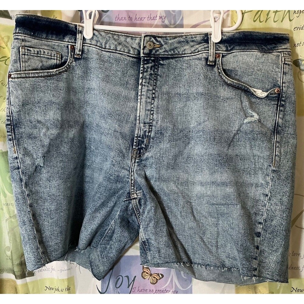 New OLD NAVY Women Blue Jeans Denim Shorts Women Plus Size 24W Cutoff High Rise